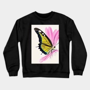 PRETTY COBALT BLUE AND PINK BUTTERFLY Crewneck Sweatshirt